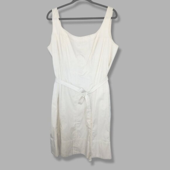 Talbots Shift Midi Dress Stretch Fit & Flare Tie Waist Hidden Back Zip Tan 18W - Picture 2 of 10